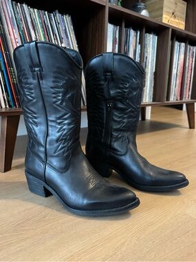 Steve Madden Hayward Black Womens Cowboy Boots